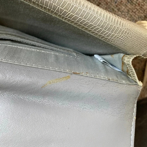 VTG Y2K Genuine Leather Made in Korea Snake Print Crossbody Bag Silver Color - Picture 9 of 12